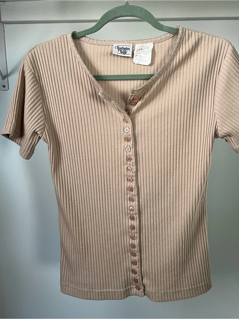 Vintage Huntington Ridge Ribbed Button-Front Tee Size S - Picture 3 of 10